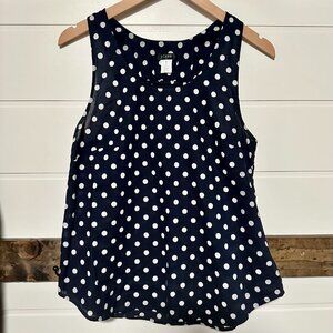 J.Crew Navy Blue White Polka Dot Sleeveless Tank Top Size 8